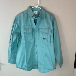 Trout Stalkers Rare LS Men's M Shirt Aqua Front Pocket Reenforced Elbows NWOT